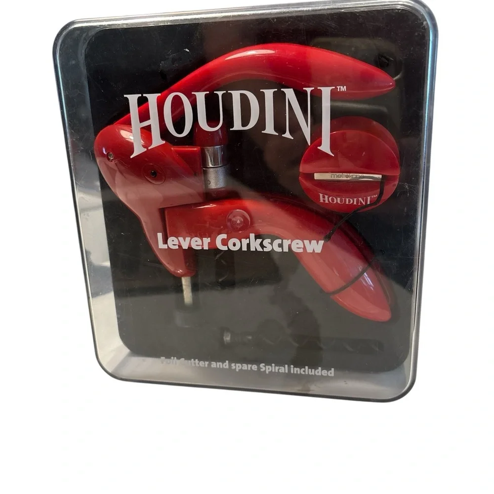 HOUDINI BY METROKANE THE RED CORKSCREW THAT WORKS LIKE MAGIC & FOIL CUTTER SET